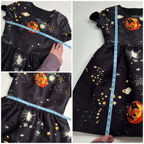 LIMITED EDITION Valentino Spa Cosmo Astrology Planet Star Space Navy ALine Dress - Picture 16 of 17